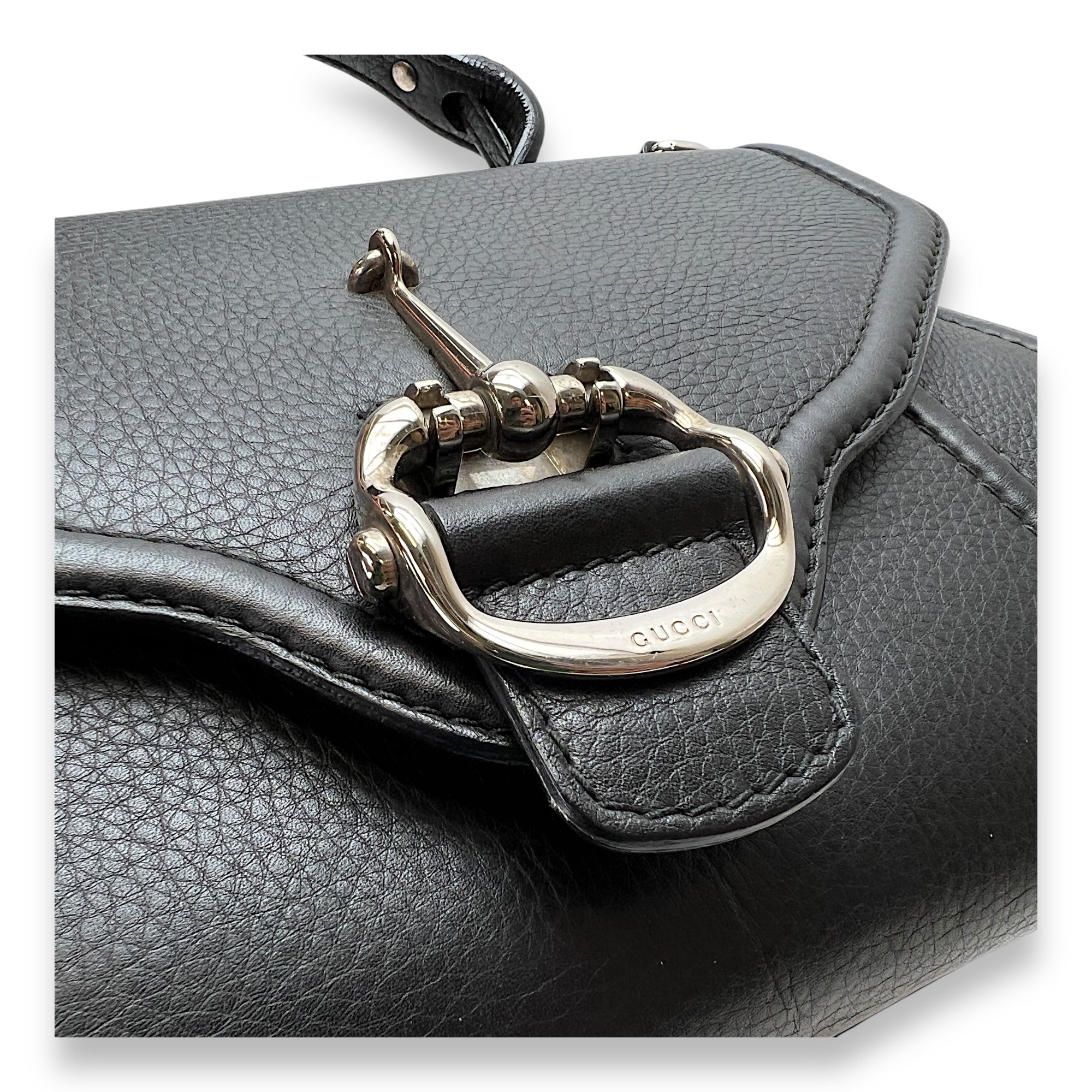 Bamboo Top Handle Bag Black in Calfskin, Silver hardware