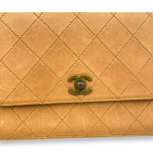 Vintage CC Flap Beige Shoulder Bag in Calfskin, Gold hardware