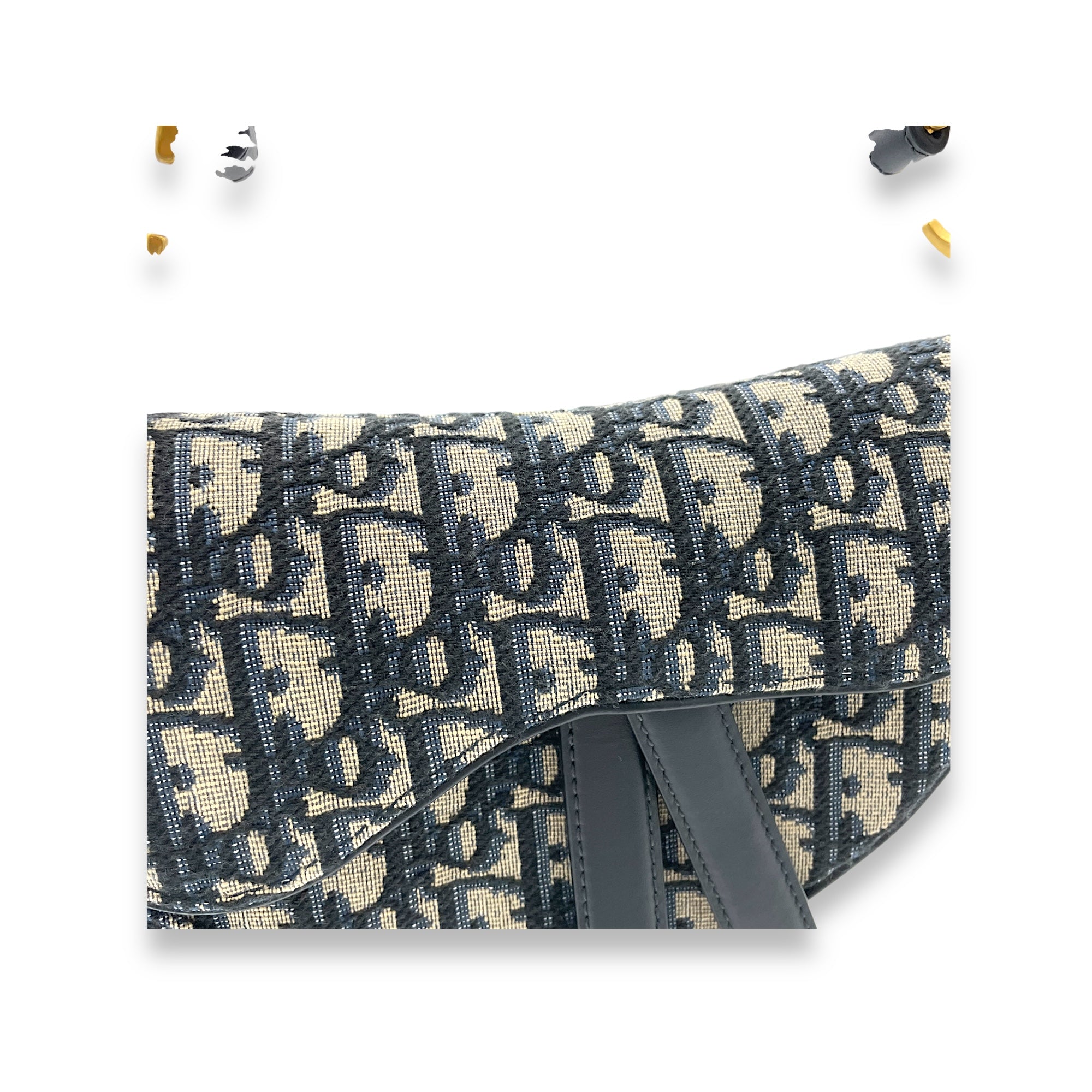 Saddle Mini Blue Top Handle Bag in Canvas, Gold hardware