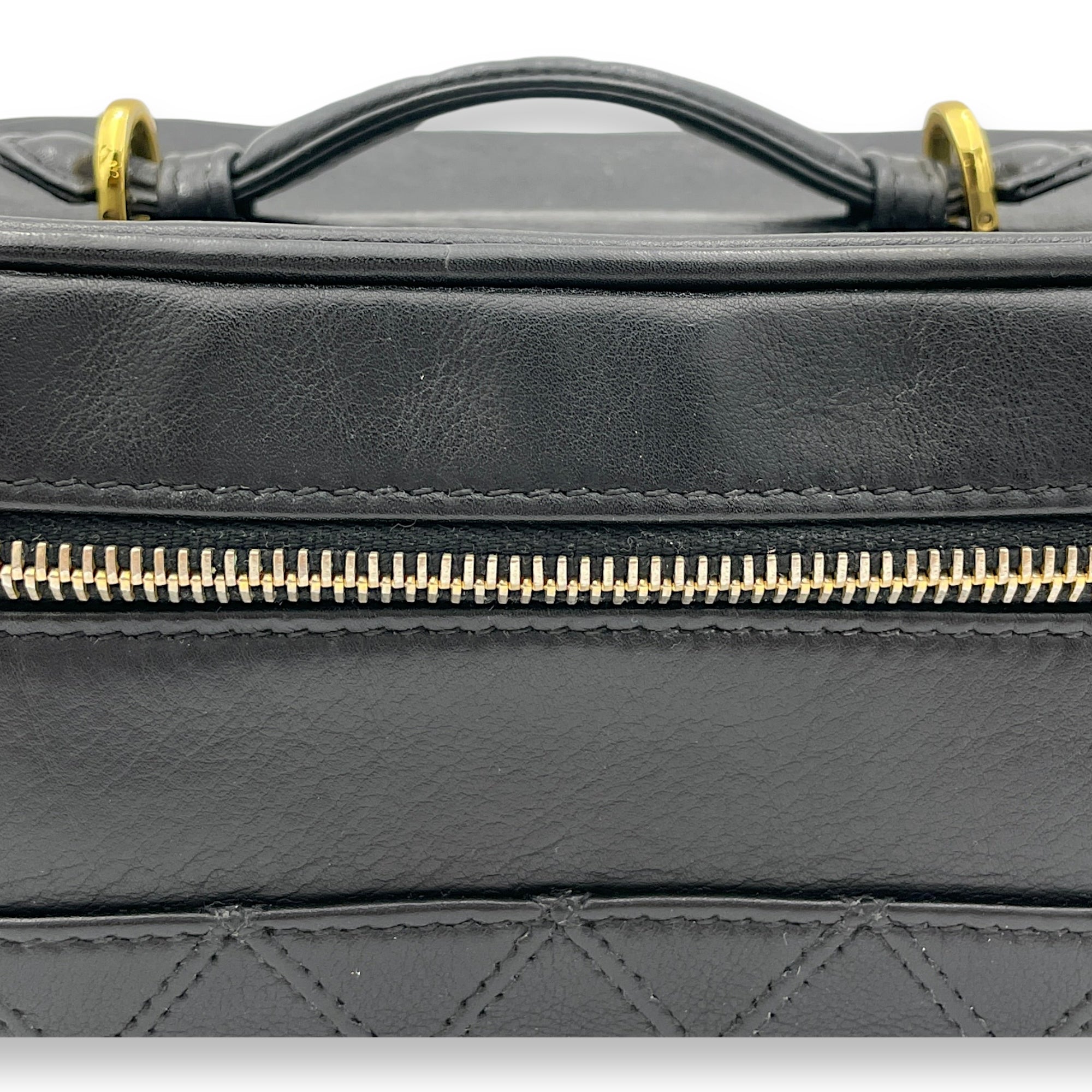 Quilted Vintage Black Vanity Bag in Lambskin, Gold hardware