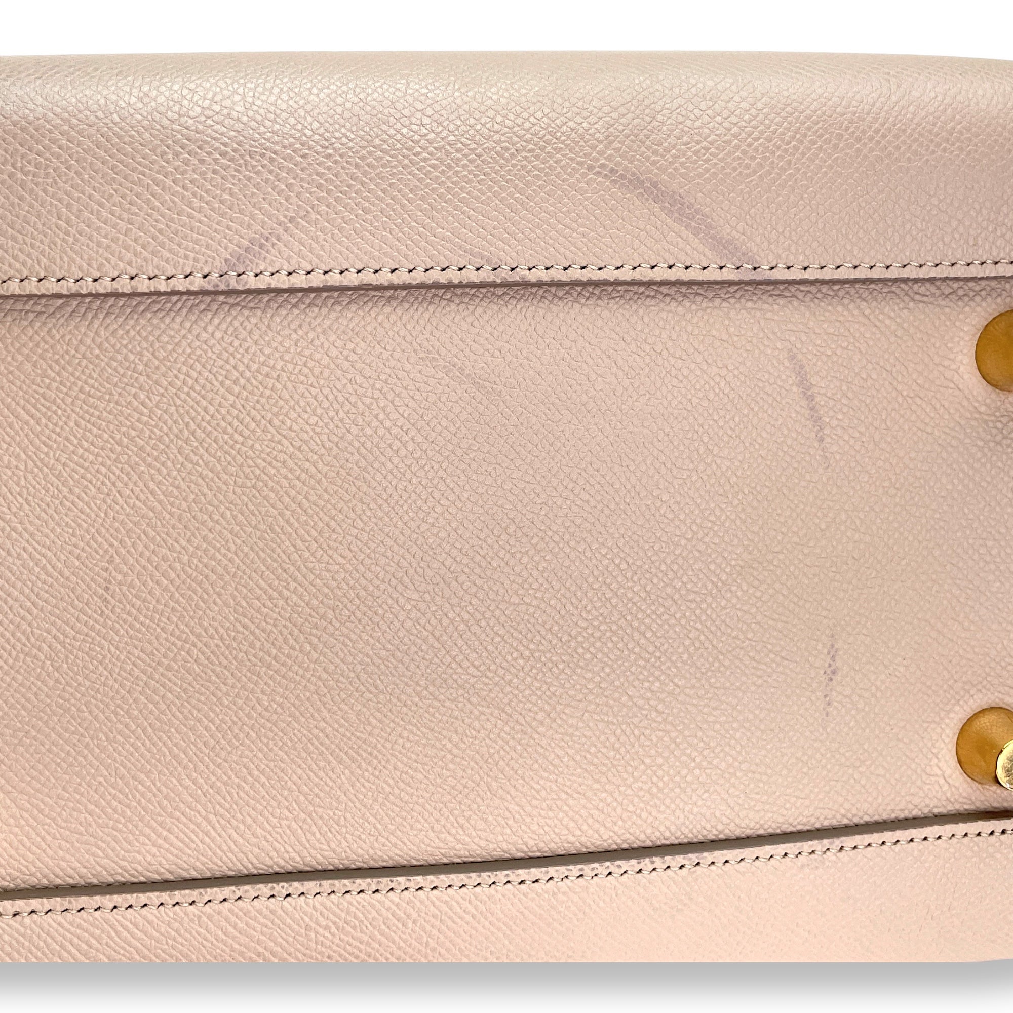 Belt Mini Beige Top Handle Bag in Calfskin, Gold hardware