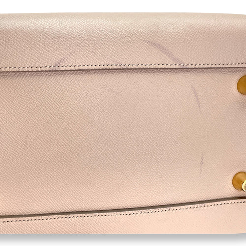 Belt Mini Beige Top Handle Bag in Calfskin, Gold hardware