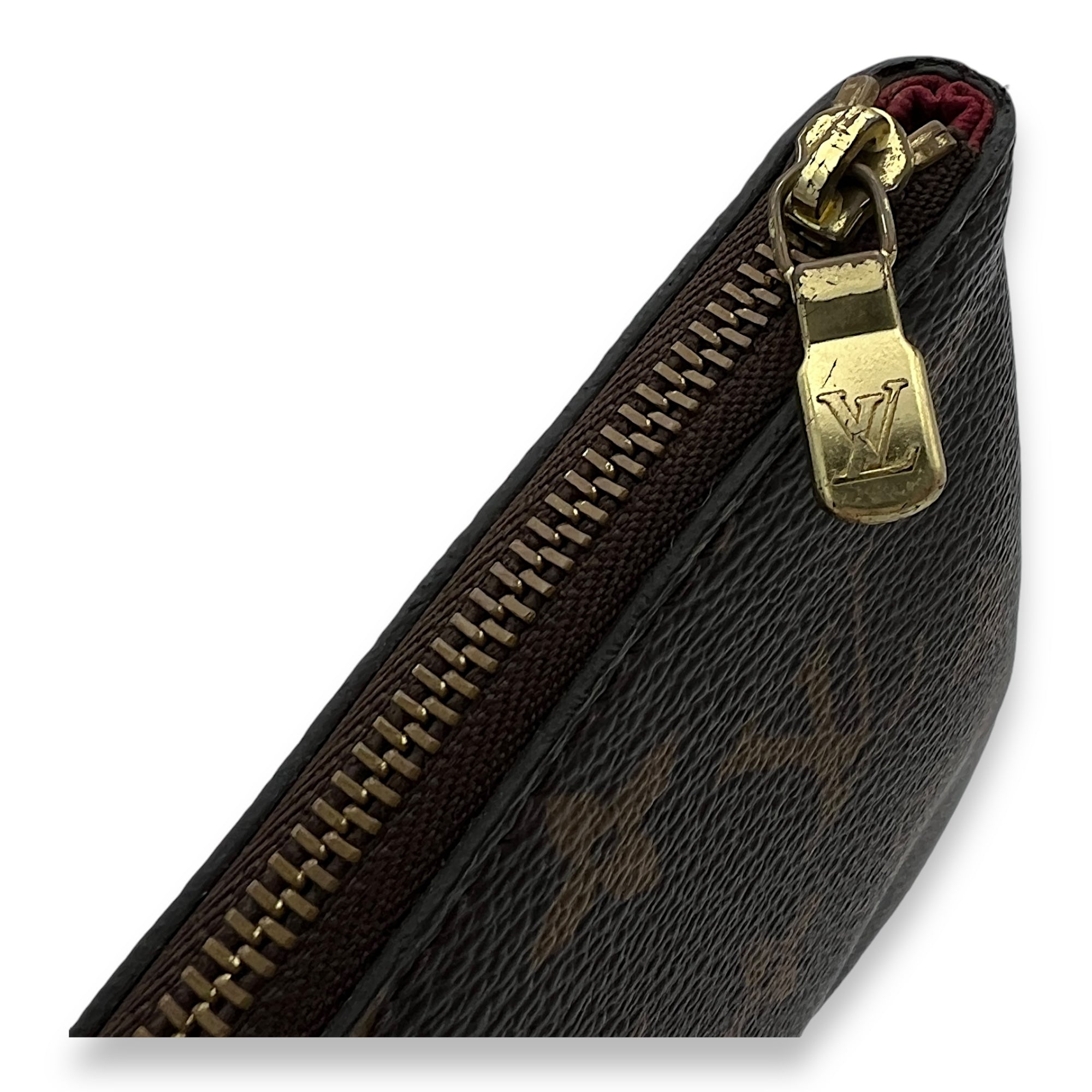 Etui Voyage Pouch PM Brown in Monogram Coated Canvas, Gold hardware