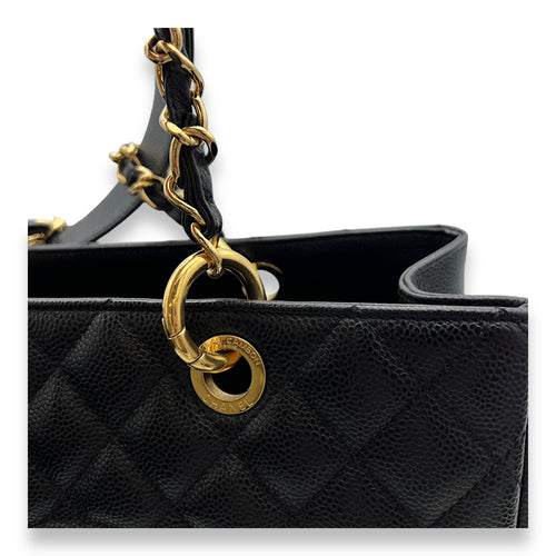 GST Black Tote Bag in Caviar Leather, Gold hardware