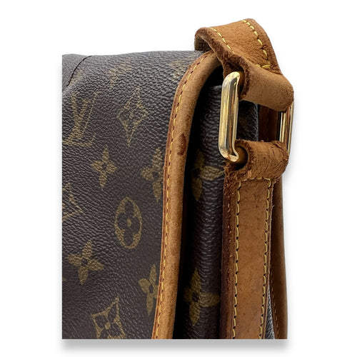 Menilmontant MM Brown Crossbody Bag in Monogram Coated Canvas, Gold hardware