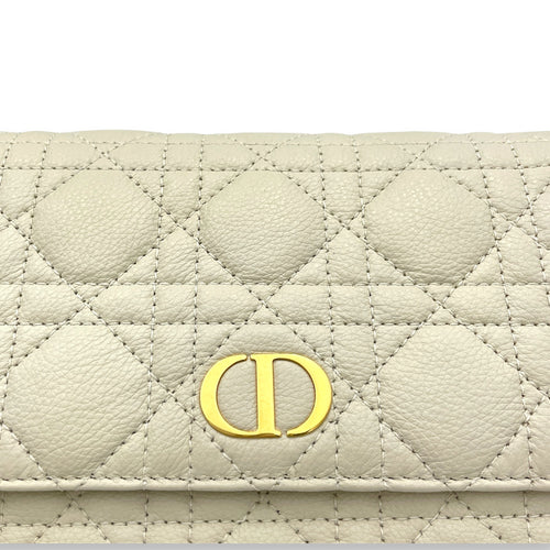 Dior Caro  Pouch White in Calfskin, Gold hardware