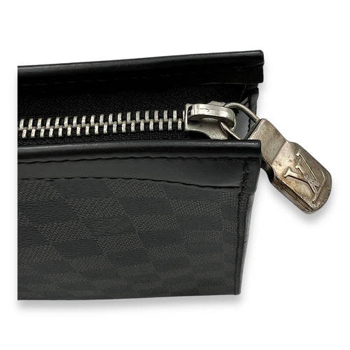 Pochette Voyage Pouch Black in Coated Canvas, Silver hardware