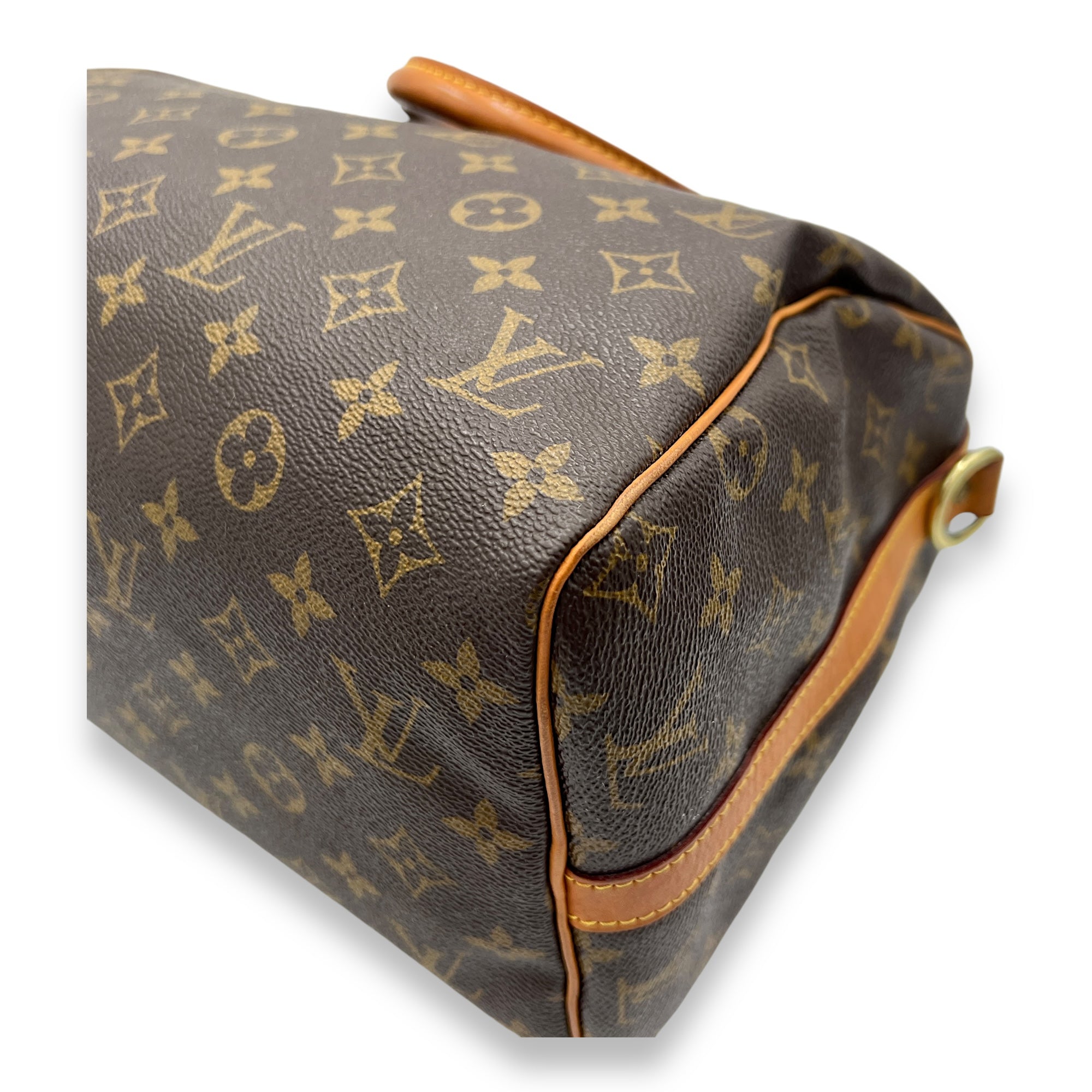 Speedy Bandouliere Top Handle Bag 30 Brown in Monogram Coated Canvas, Gold hardware