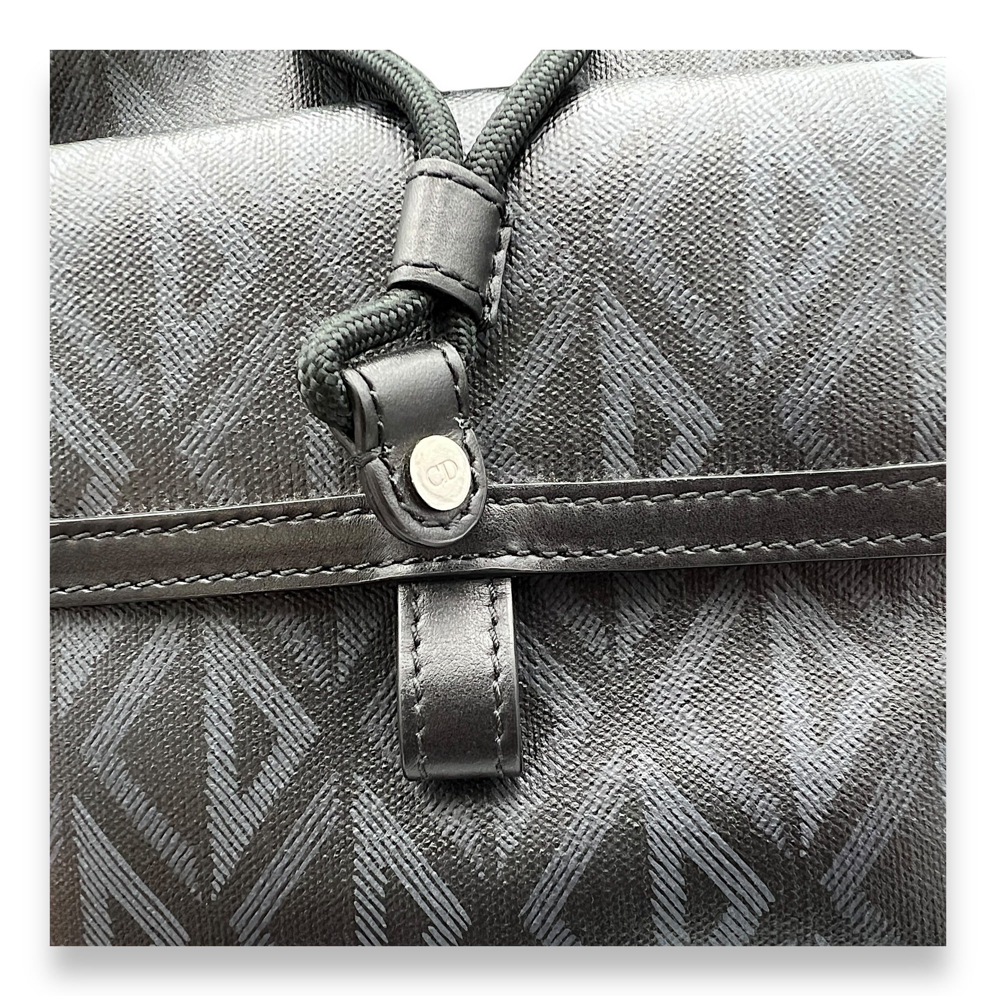 Hit the Road Black Crossbody Bag in Coated Canvas, Silver hardware