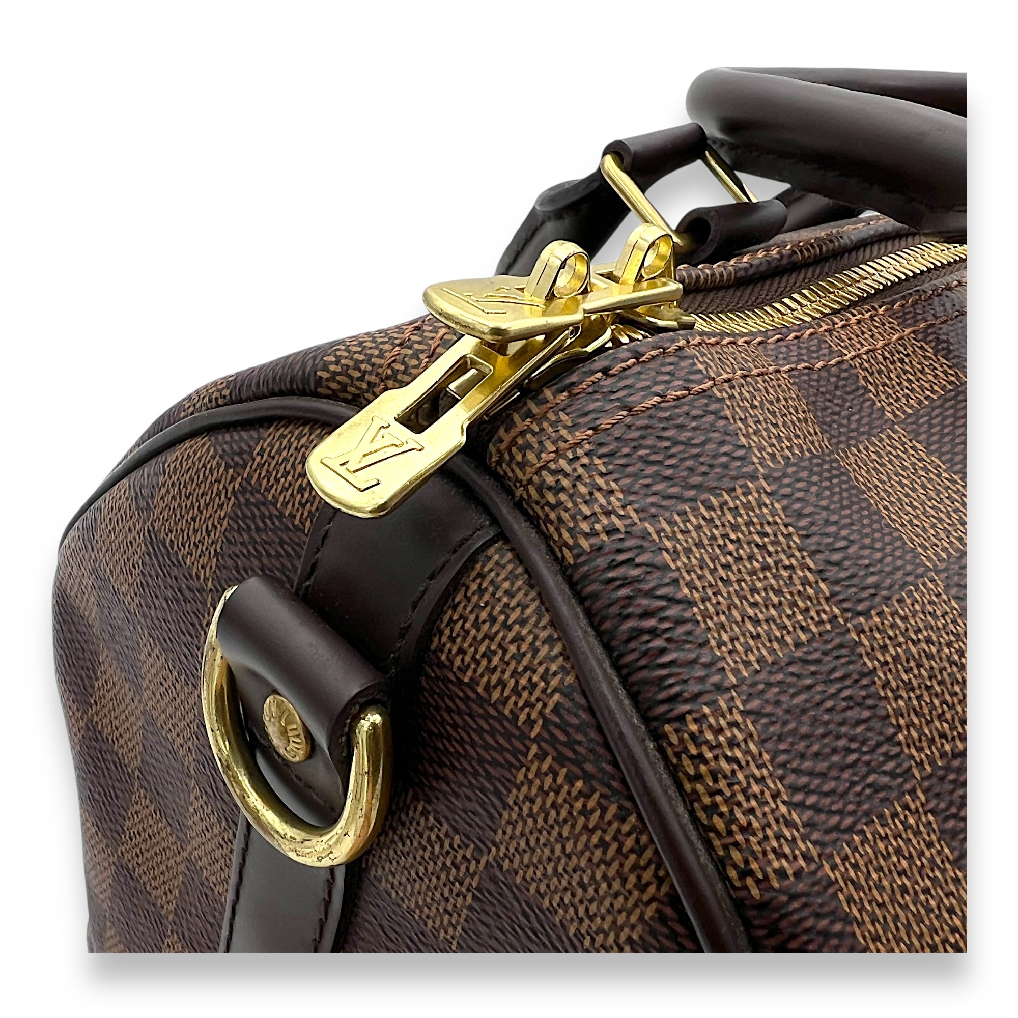 Speedy Top Handle Bag 30 Brown in Coated Canvas, Gold hardware