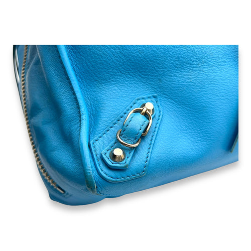 Papier Tote Bag Blue in Calfskin, Silver hardware