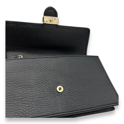 Interlocking G Wallet On Chain Black in Calfskin, Light Gold hardware