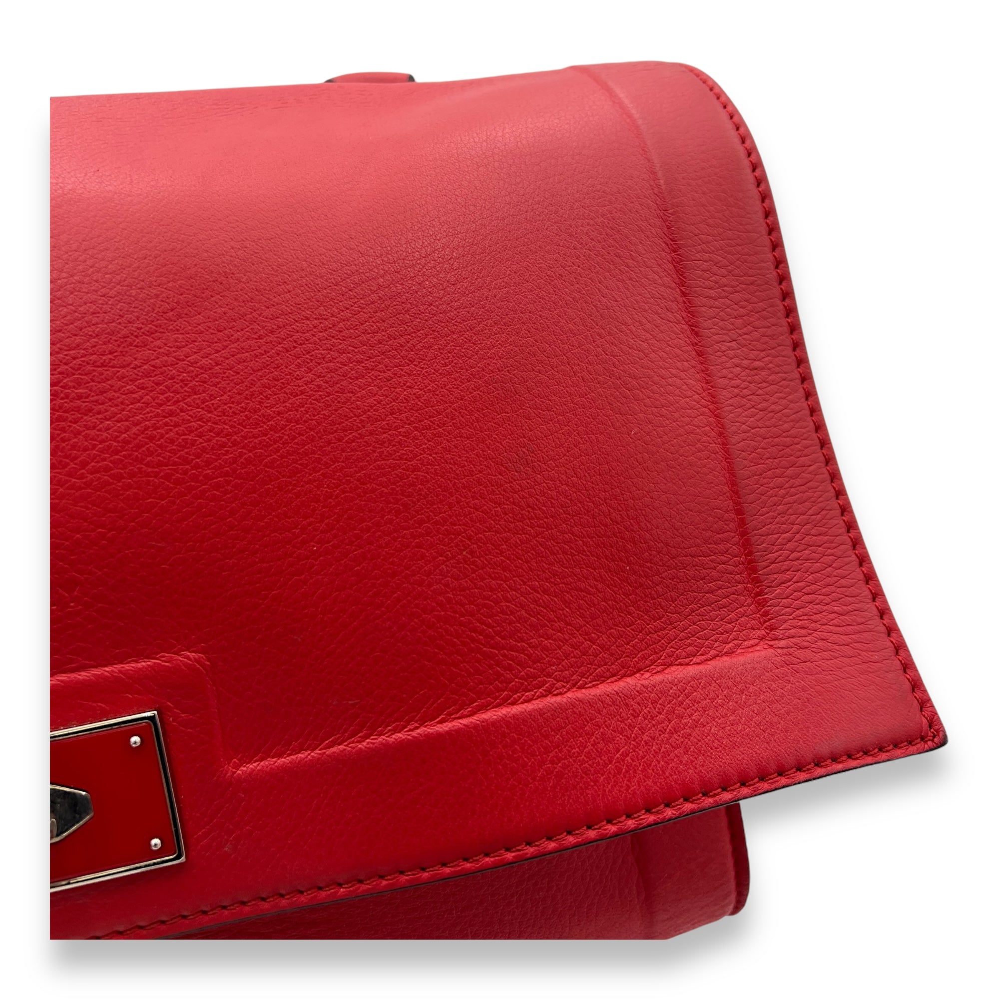 Shark Crossbody Bag Red in Calfskin, Silver hardware