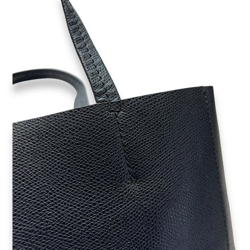 Vertical Cabas Small Blue Tote Bag in Calfskin, Gold hardware