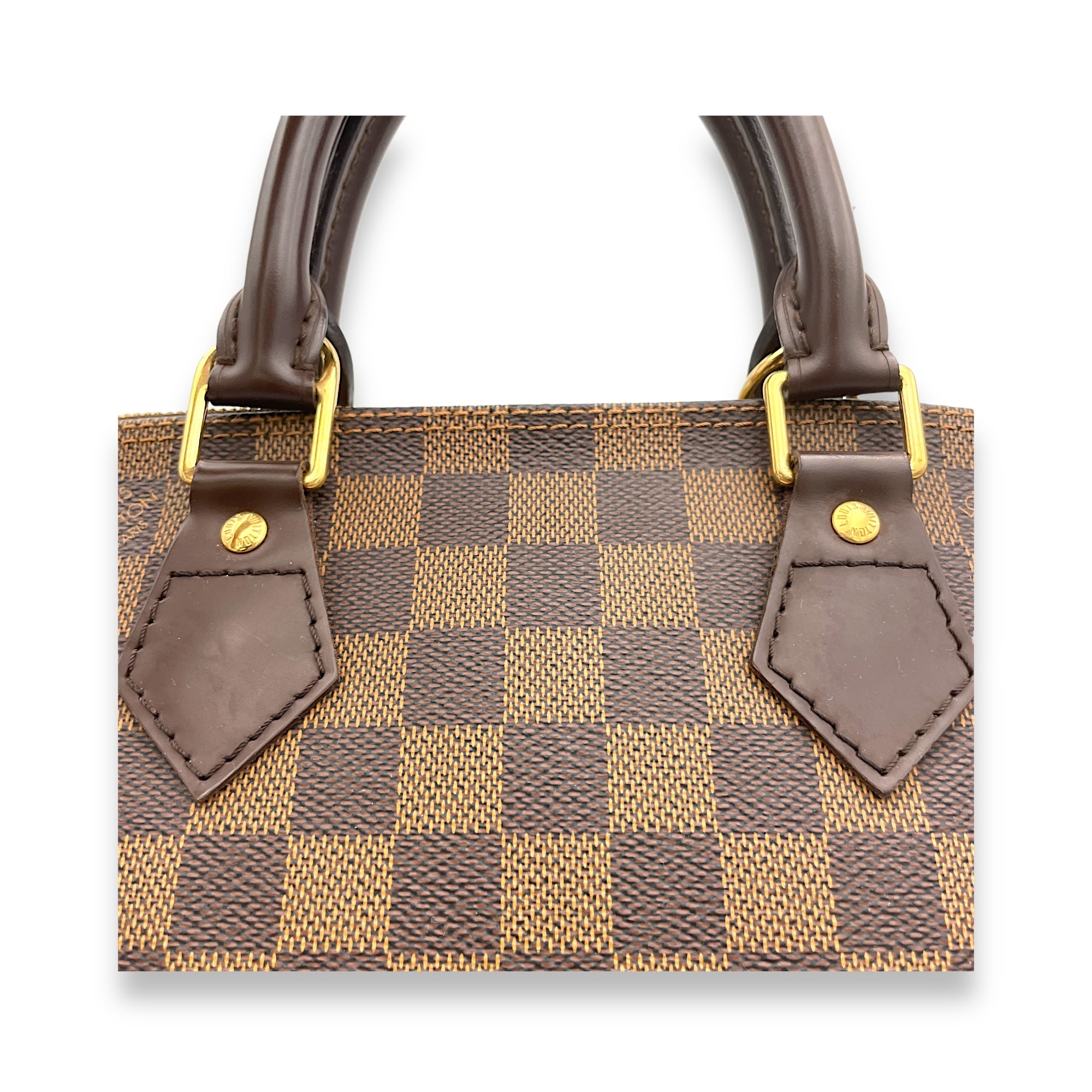 Alma Top Handle Bag PM Brown in Coated Canvas, Gold hardware