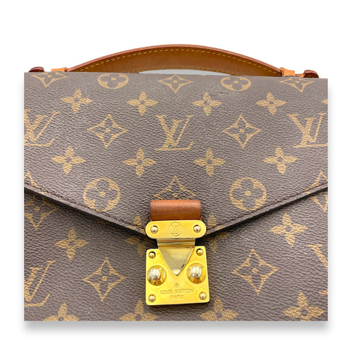 Metis Brown Crossbody Bag in Monogram Coated Canvas, Gold hardware