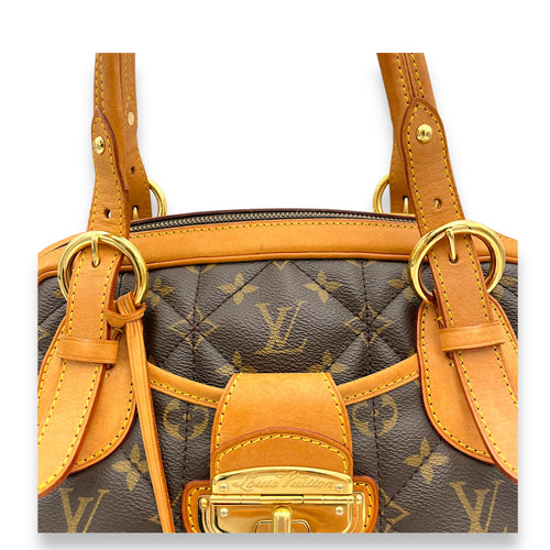 Etoile Brown Top Handle Bag in Monogram Coated Canvas, Gold hardware