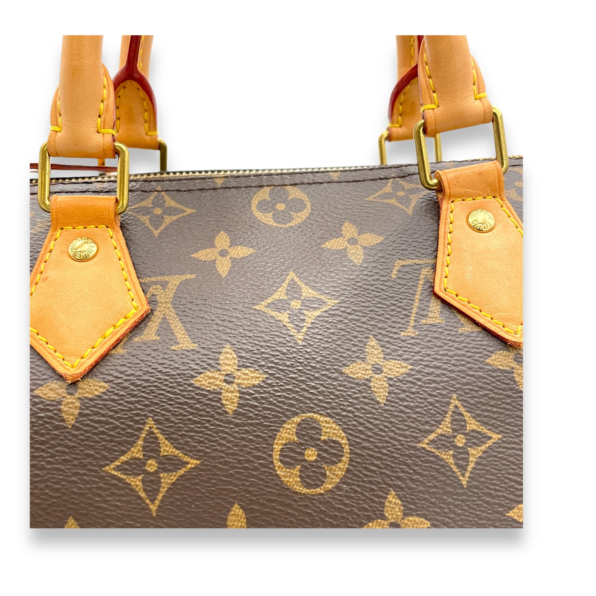 Speedy Top Handle Bag 30 Brown in Monogram Coated Canvas, Gold hardware