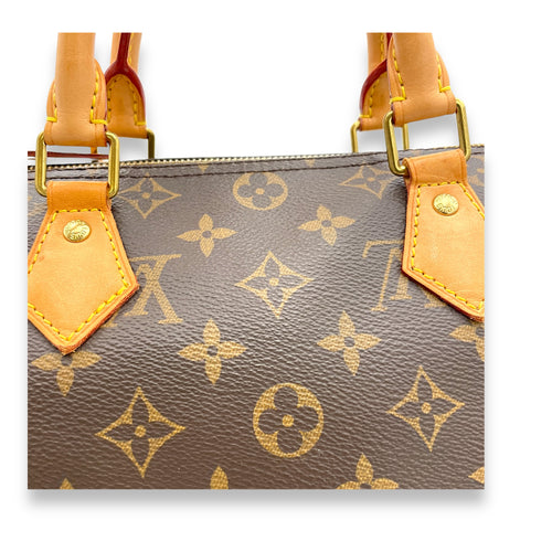 Speedy Top Handle Bag 30 Brown in Monogram Coated Canvas, Gold hardware