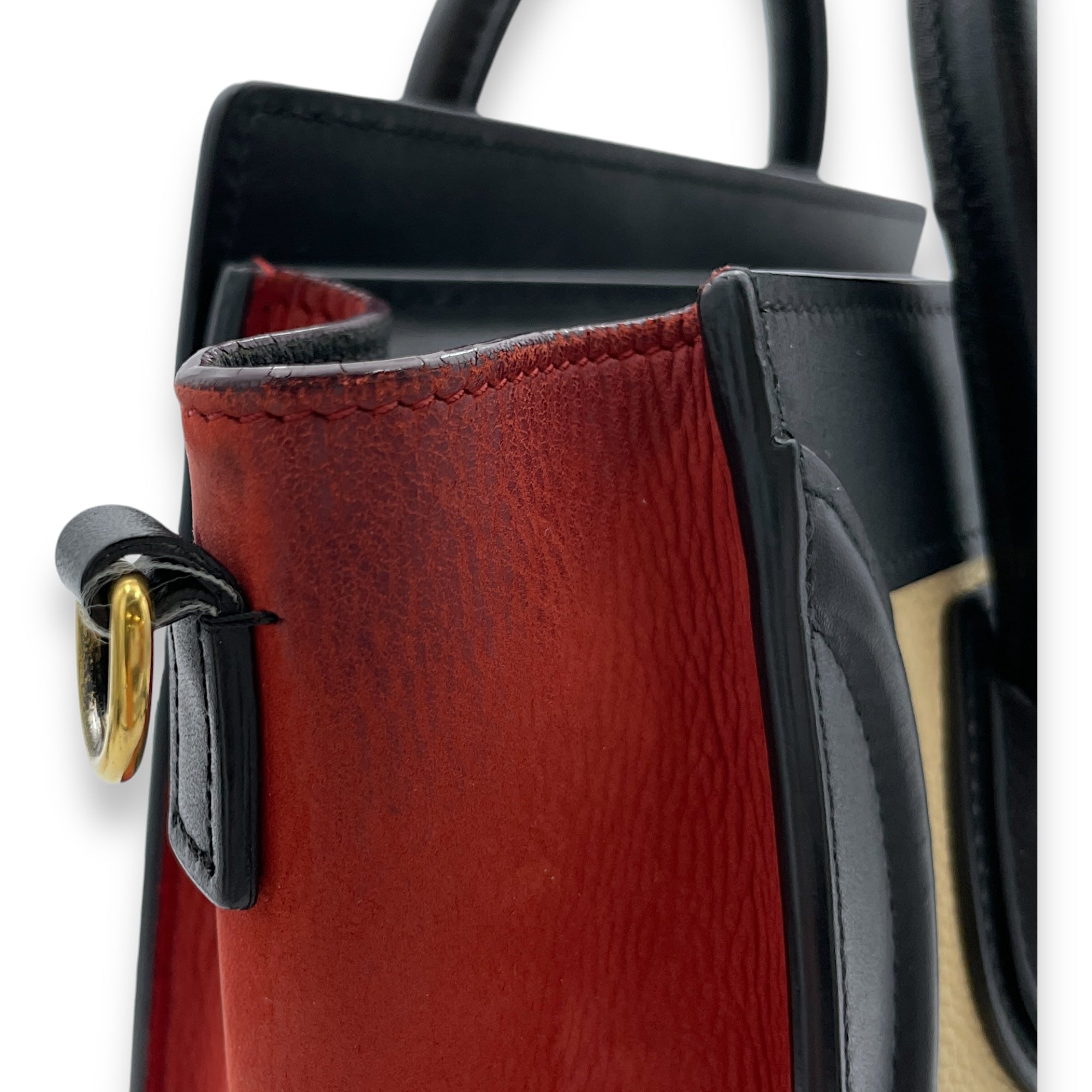 Luggage Top Handle Bag Nano Multi-colour in Calfskin, Gold hardware