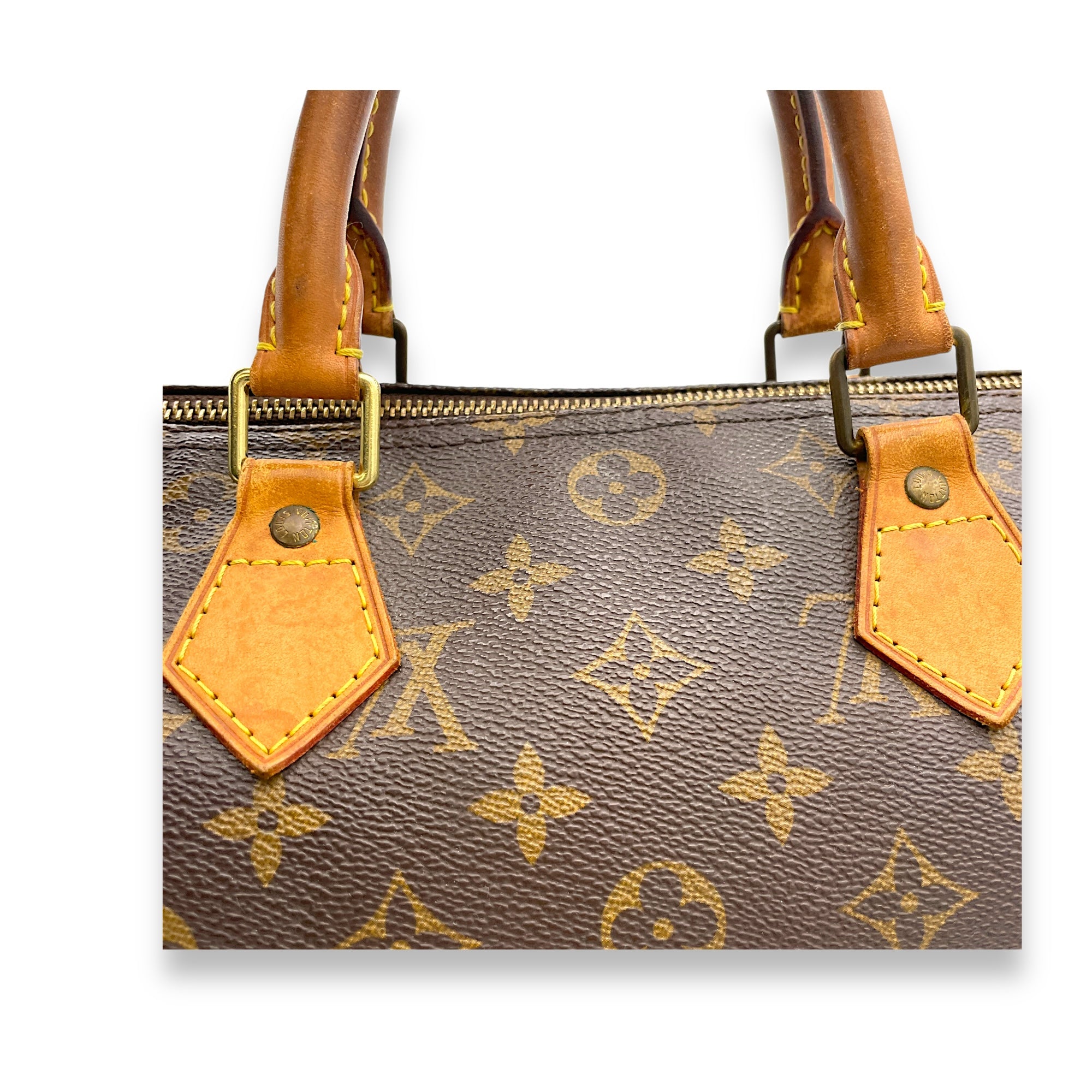 Speedy Top Handle Bag 30 Brown in Monogram Coated Canvas, Gold hardware