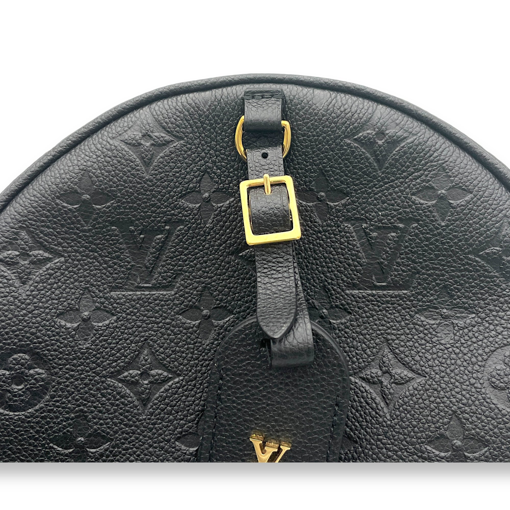 Boite a Chapeau Black Crossbody Bag in Monogram Empreinte Leather, Gold hardware