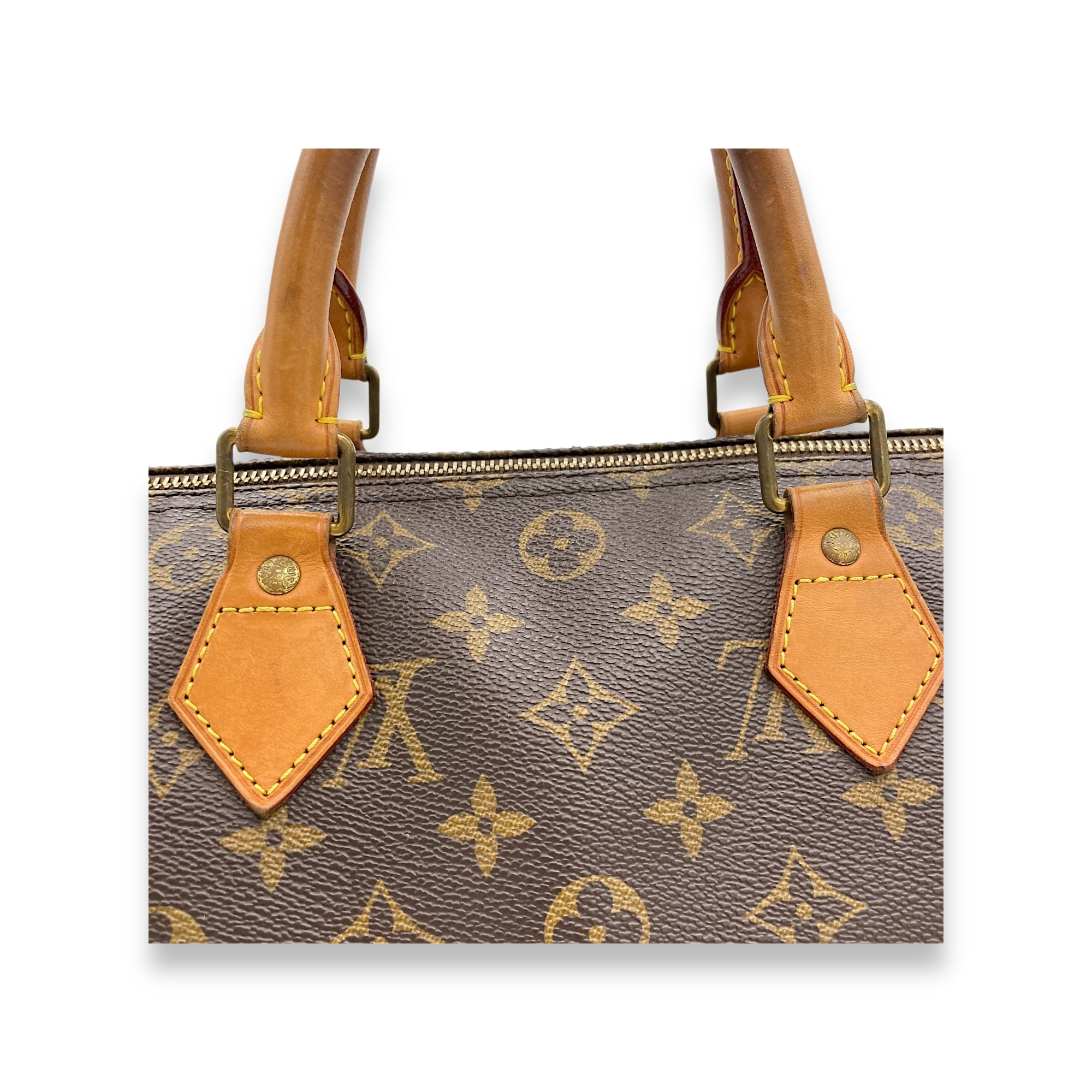 Speedy Top Handle Bag 30 Brown in Monogram Coated Canvas, Gold hardware