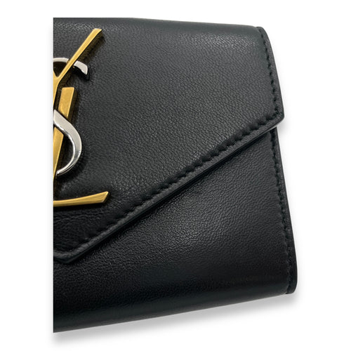 Cassandre Envelope Small Black Wallet in Lambskin, Gold hardware