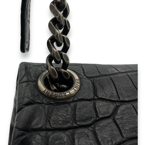 Hollywood Shoulder Bag Black in Calfskin, Silver hardware