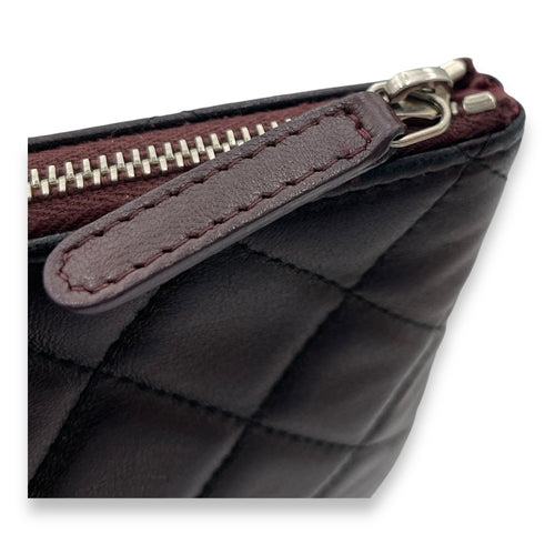 O Case Black Pouch in Lambskin, Silver hardware