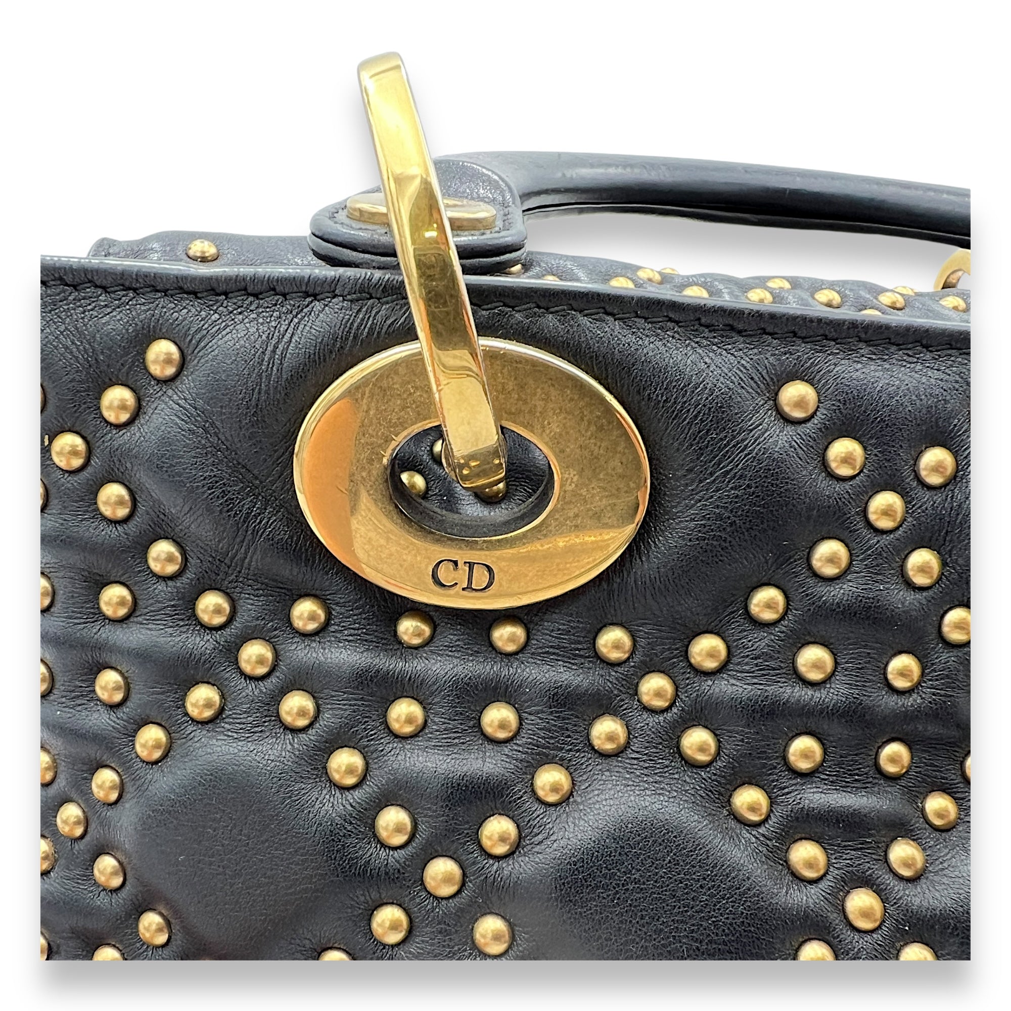 Lady Dior Medium Top handle bag in Lambskin, Gold Hardware