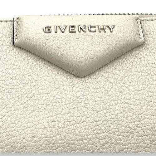 Antigona Nano White Crossbody Bag in Goat Leather, Silver hardware