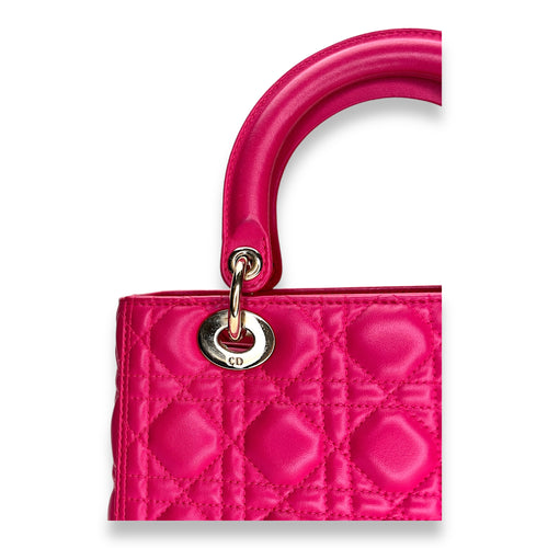 Lady Dior Medium Top handle bag in Lambskin, Gold Hardware