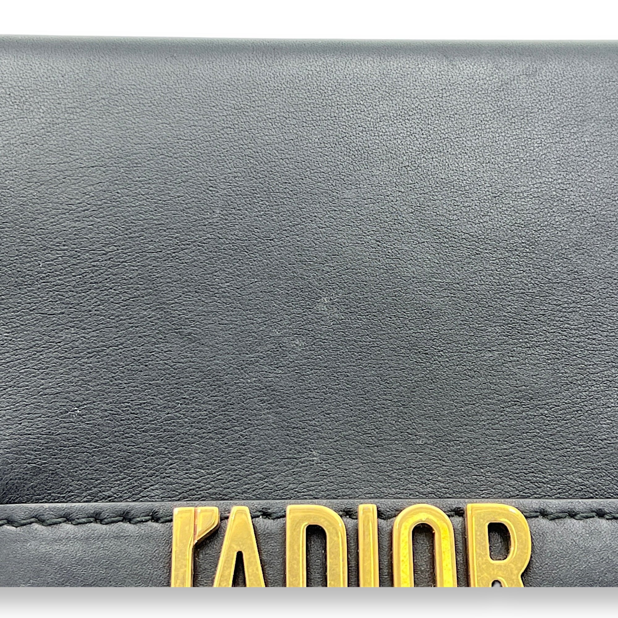 J'adior Black Wallet On Chain in Lambskin, Gold hardware