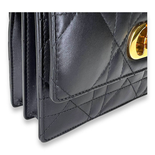 Miss Caro Black Crossbody Bag in Calfskin, Gold hardware