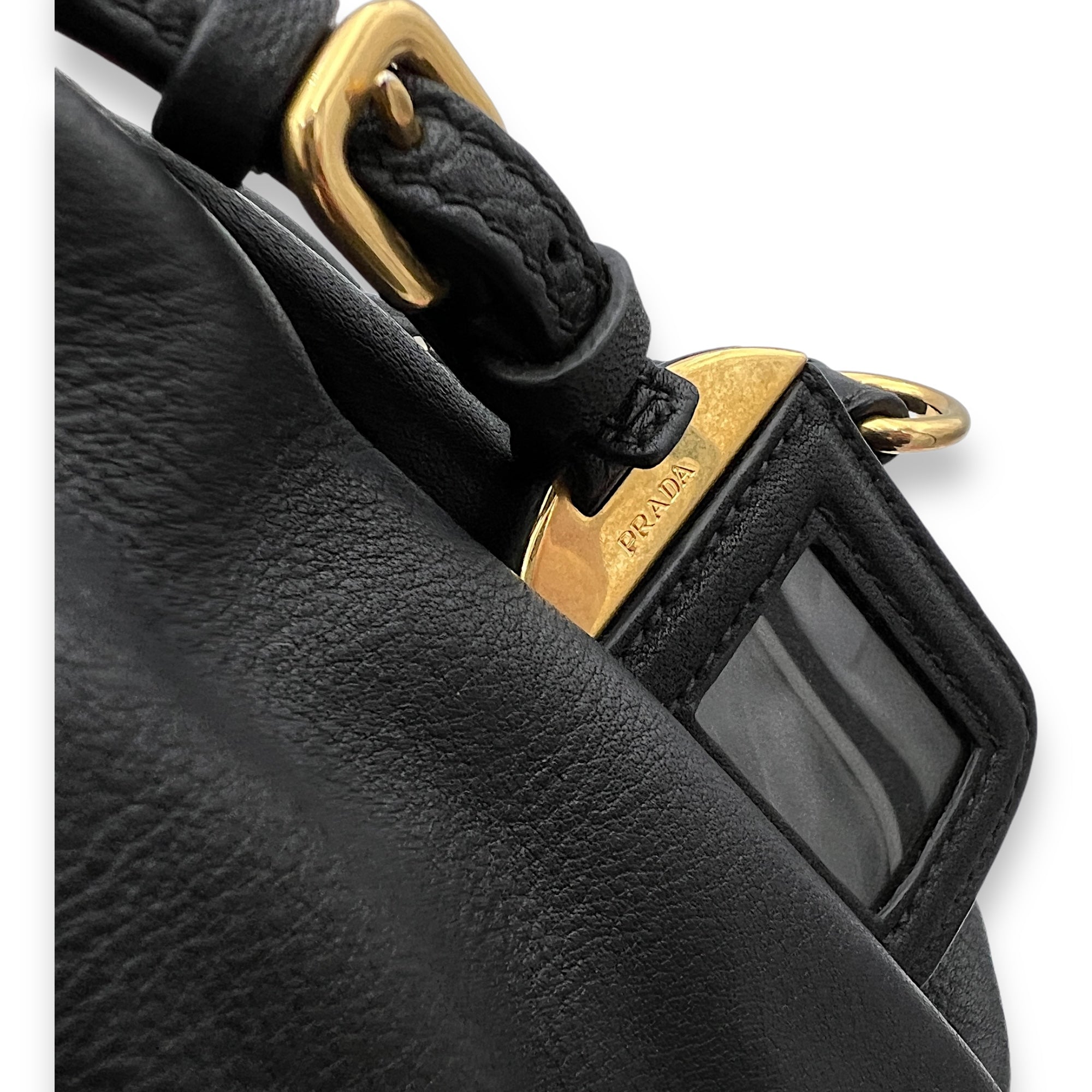 Logo Top Handle Bag Black in Calfskin, Gold hardware