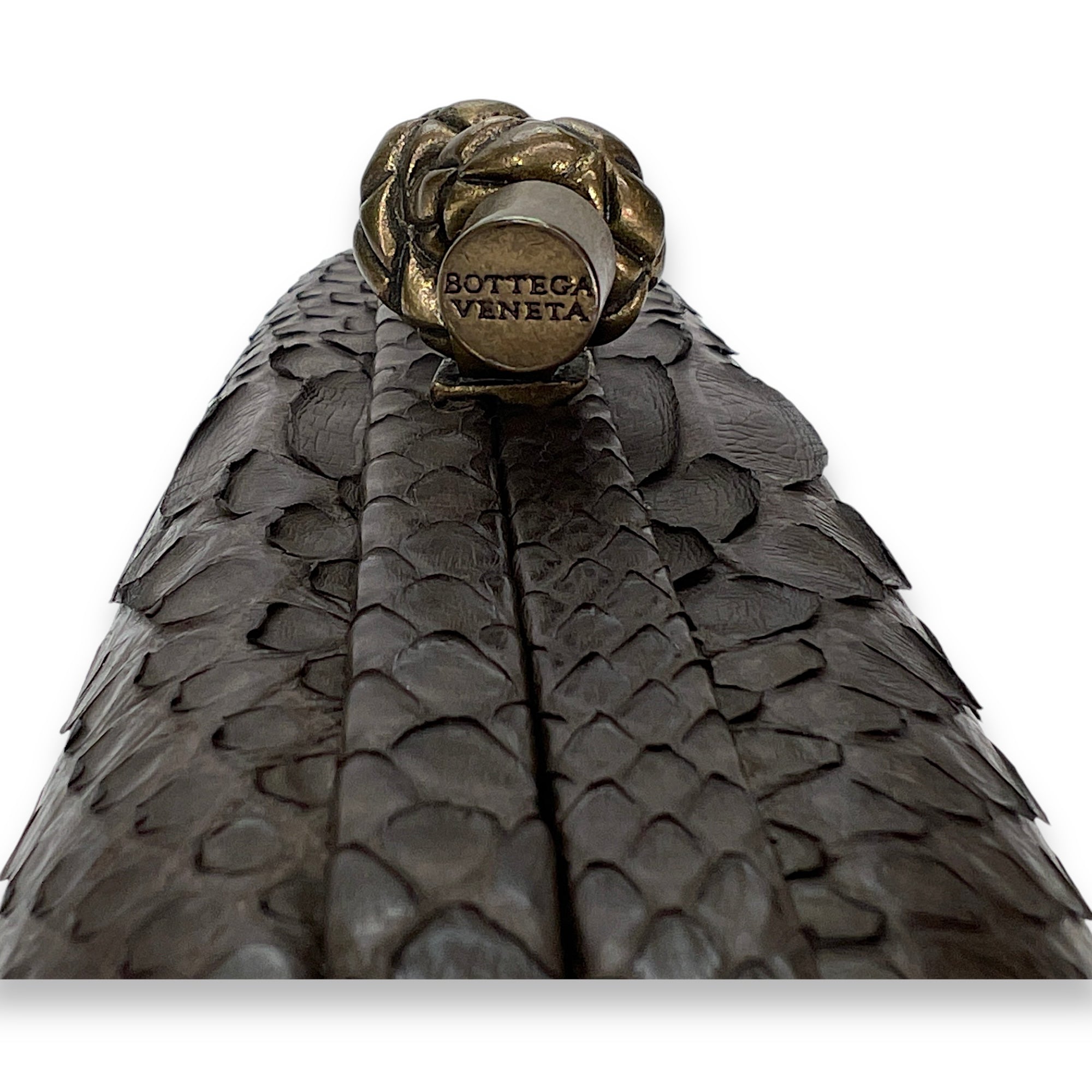 Knot Clutch in Python leather, Antique Brass Hardware