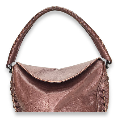 Intrecciato Shoulder bag in Calfskin, Gunmetal Hardware