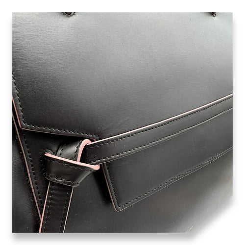 Belt Top Handle Bag Black in Calfskin, Silver hardware