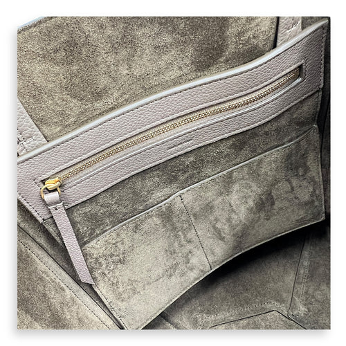 Phantom Cabas Grey Tote Bag in Calfskin, Gold hardware