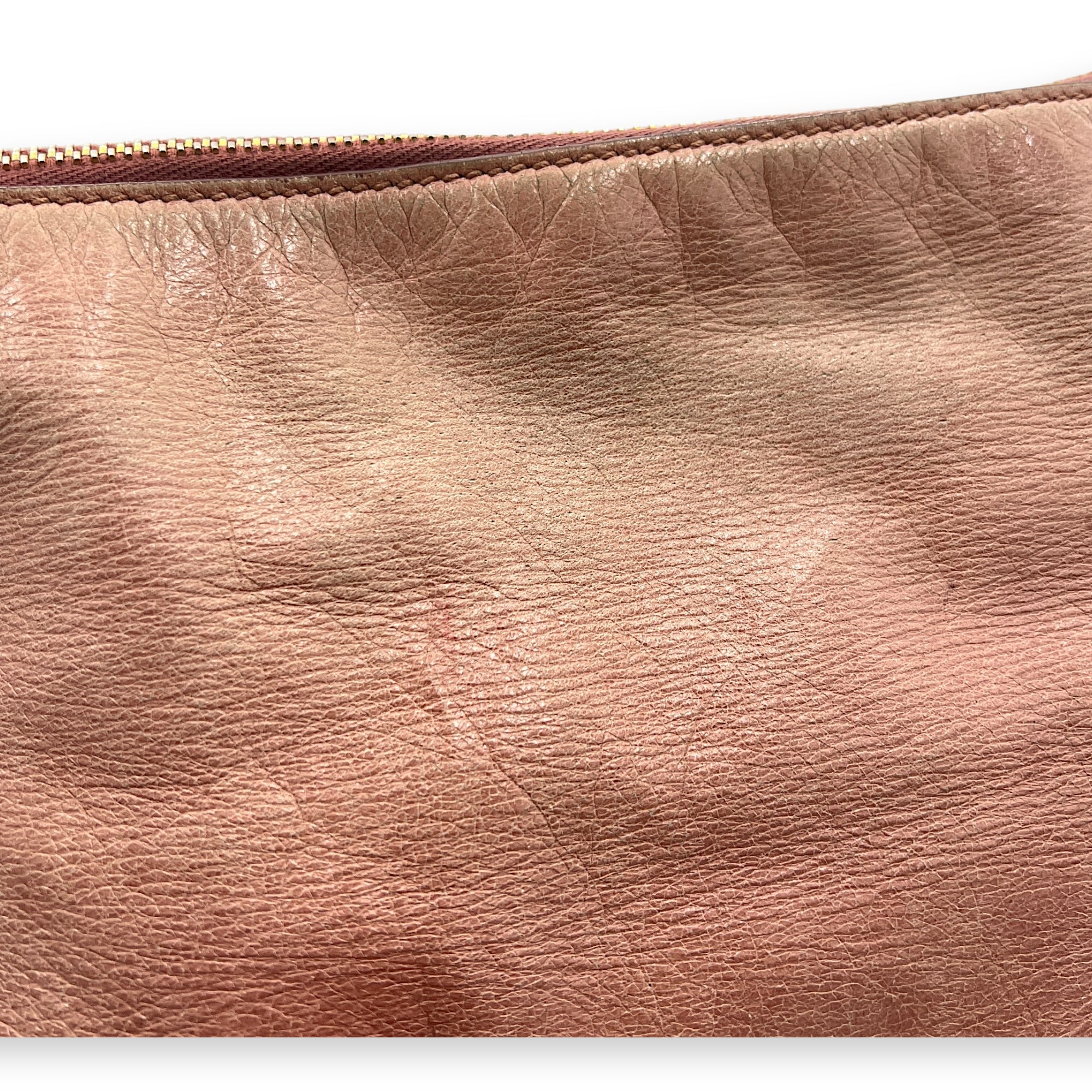 Logo Top Handle Bag Pink in Calfskin, Gold hardware