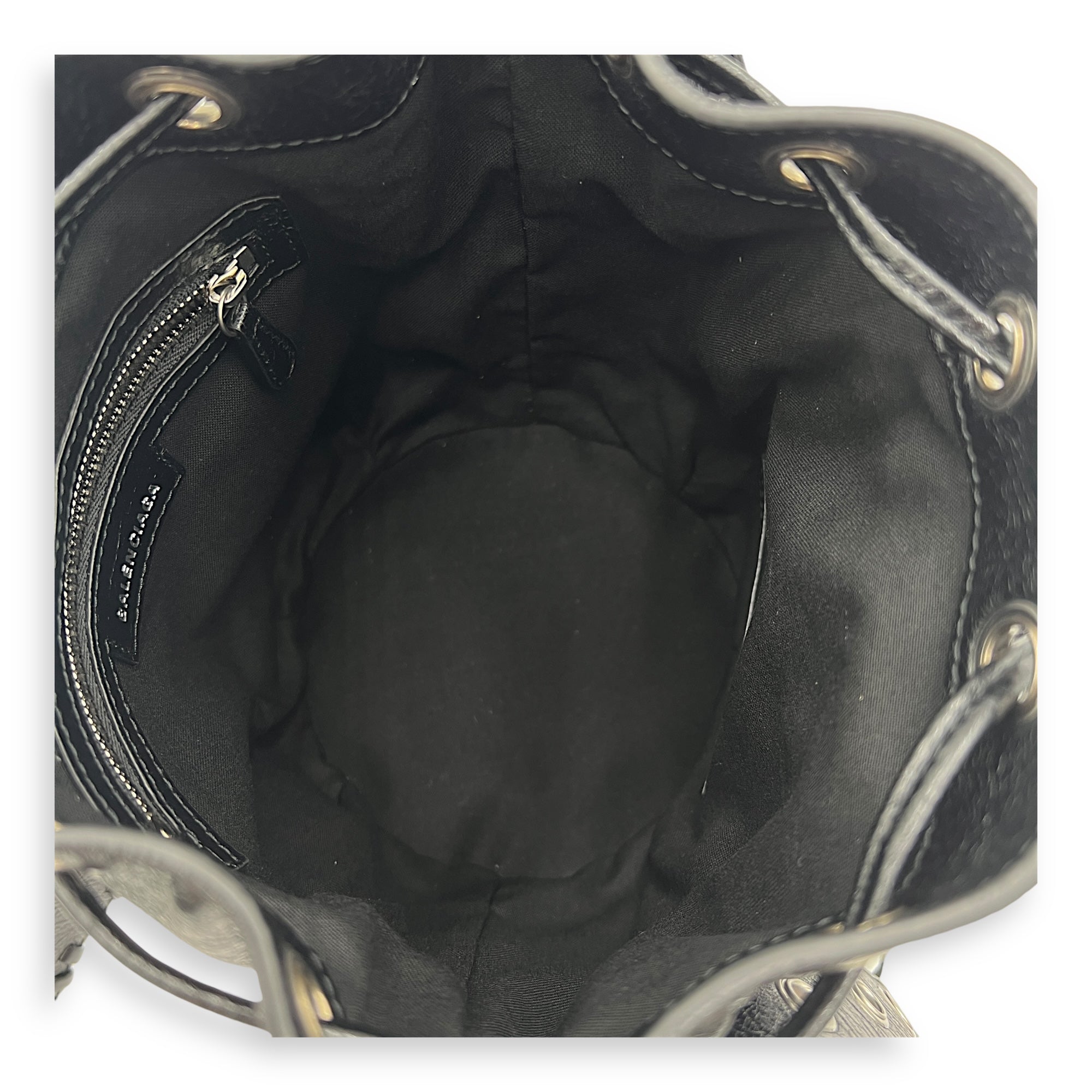 Le Cagole XS Black Bucket Bag in Lambskin, Silver hardware