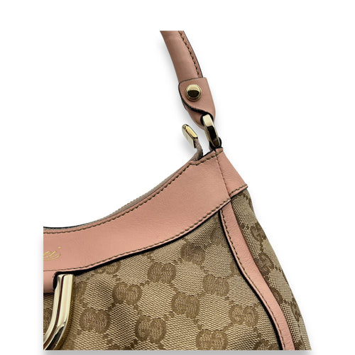 Abbey D Ring GG Monogram Top handle bag in Canvas, Light Gold Hardware