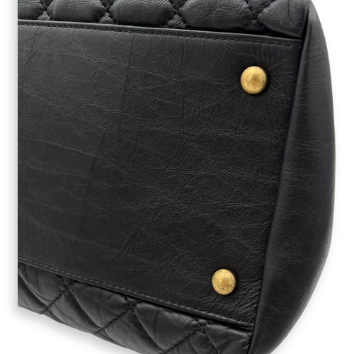 Mademoiselle Shoulder Bag Black in Calfskin, Gold hardware