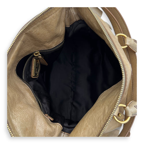 Vitello Lux Bow Shoulder Bag Brown in Calfskin, Gold hardware