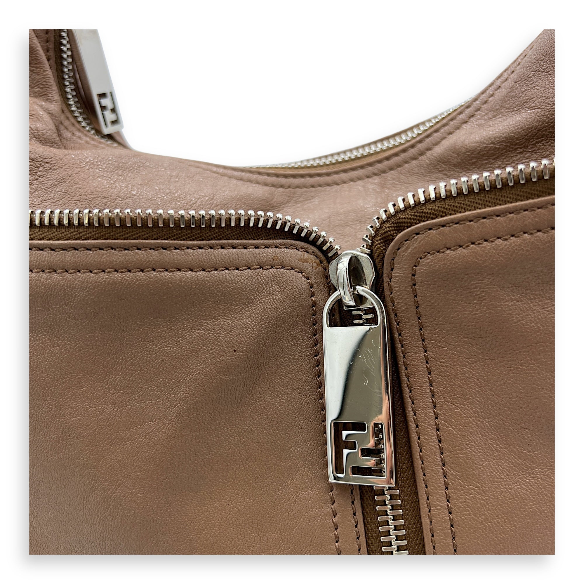 Hobo Shoulder Bag in Calfskin   Silver hardware