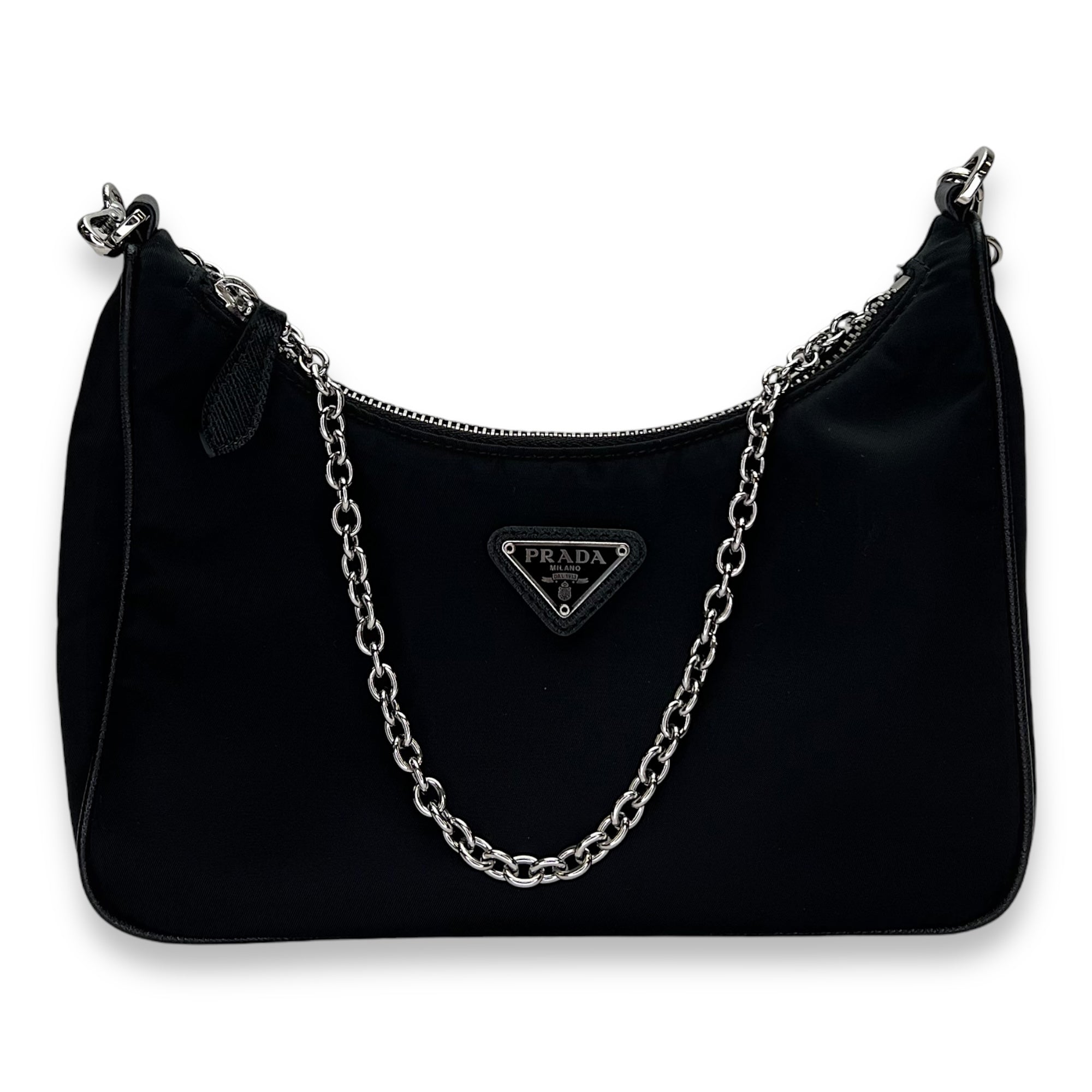 Re-Edition 2005 Crossbody Bag Black in Re-Nylon, Silver hardware