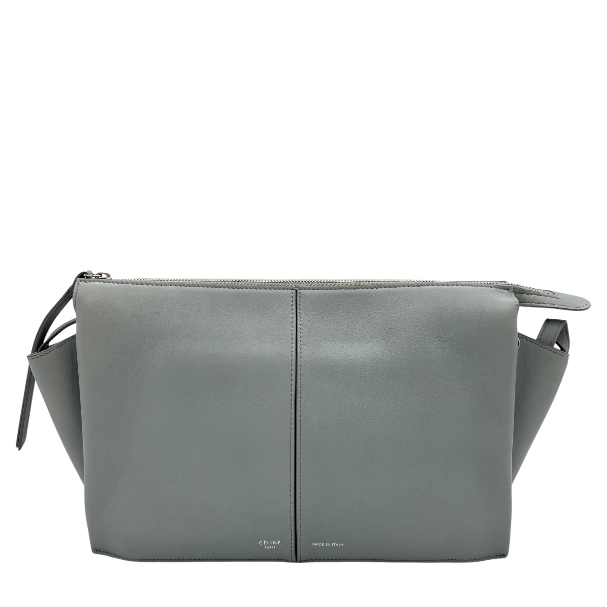 Tri-Fold Clutch in Calfskin, Silver Hardware