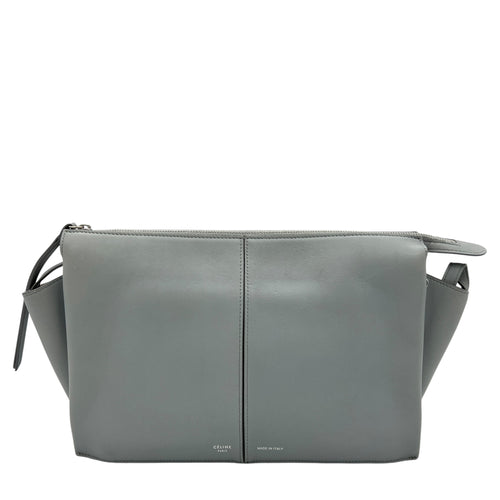 Tri-Fold Clutch in Calfskin, Silver Hardware