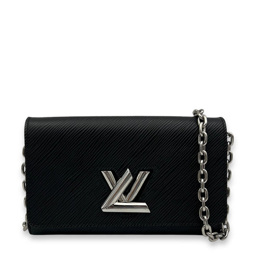 Twist Wallet On Chain Black in Epi Leather, Silver hardware